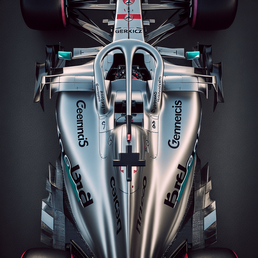 F1 mclaren mercedes race car. red wings white vodafone Top view..