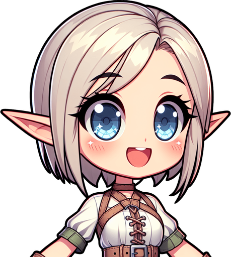a cute elf Single Game Texture. In-Game asset. 2d. Blank background. High contrast. No shadows.