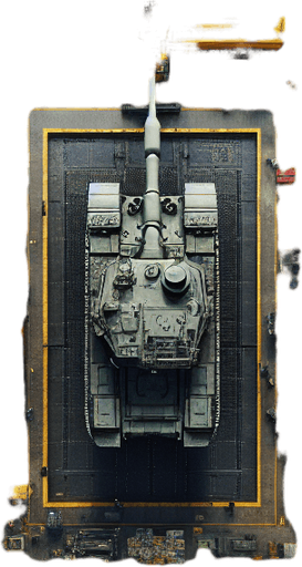 Simple heavy army tank factory buiding a tank with a crane. Square fence...
Zenith view Directly overhead. Plumb view.