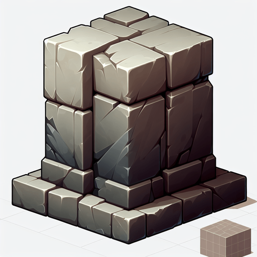 A block of stone.
Single Game Texture. In-Game asset. 2d. Blank background. High contrast. No shadows.