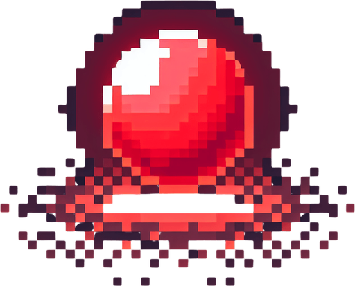 pixel art of a red orb.
Single Game Texture. In-Game asset. 2d. Blank background. High contrast. No shadows.