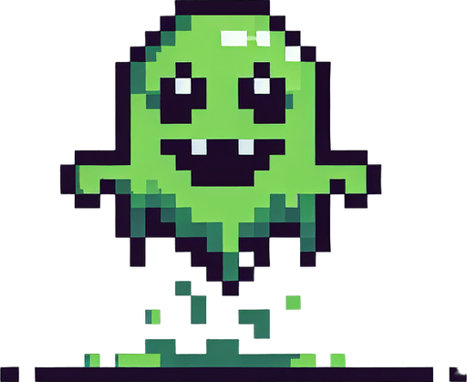 pixel art of a floating grinch monster . Single Game Texture. In-Game asset. 2d. Blank background. High contrast. No shadows.