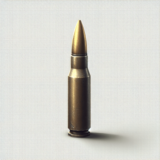 MG bullet.
Single Game Texture. In-Game asset. 2d. Blank background. High contrast. No shadows.