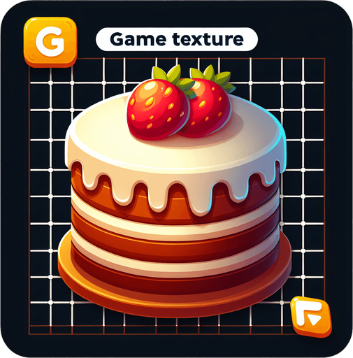 Cake.
Single Game Texture. In-Game asset. 2d. Blank background. High contrast. No shadows.