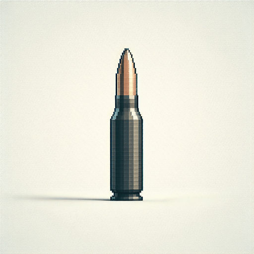 A bullet.
Single Game Texture. In-Game asset. 2d. Blank background. High contrast. No shadows.