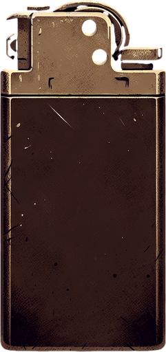 a simple dirty, dark and eerie lighter.
Single Game Texture. In-Game asset. 2d. Blank background. High contrast. No shadows.