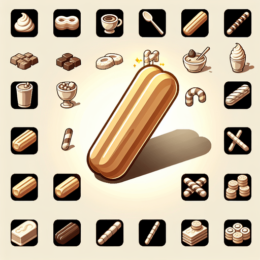Make a dessert 'daktyla' icon. It's a dessert that it's like sticks. Their colour is beige.
Single Game Texture. In-Game asset. 2d. Blank background. High contrast. No shadows.