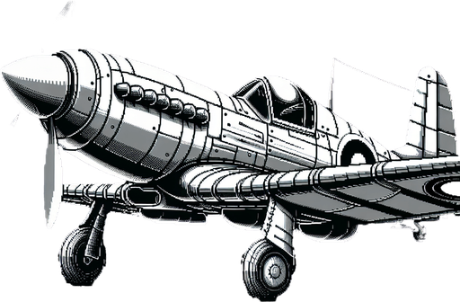 A fighter plane.
Single Game Texture. In-Game asset. 2d. Blank background. High contrast. No shadows.
