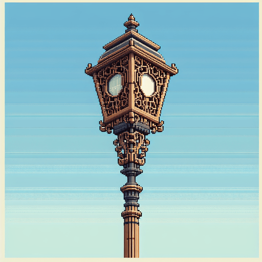 lateral view of a wooden mordern street lamp post...
video game sprite