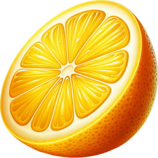 lemon slice.
Single Game Texture. In-Game asset. 2d. Blank background. High contrast. No shadows.