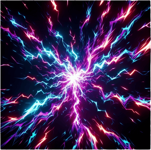 neon colored cyberpunk crazy electricity blasts.
Single Game Texture. In-Game asset. 2d. Blank background. High contrast. No shadows.