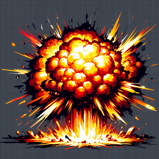 explosion.
Single Game Texture. In-Game asset. 2d. Blank background. High contrast. No shadows.