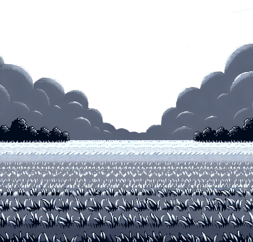 Поле, посередине Луна ночная версия.
Single Game Texture. In-Game asset. 2d. Blank background. High contrast. No shadows.