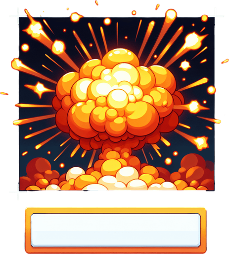 explosion.
Single Game Texture. In-Game asset. 2d. Blank background. High contrast. No shadows.