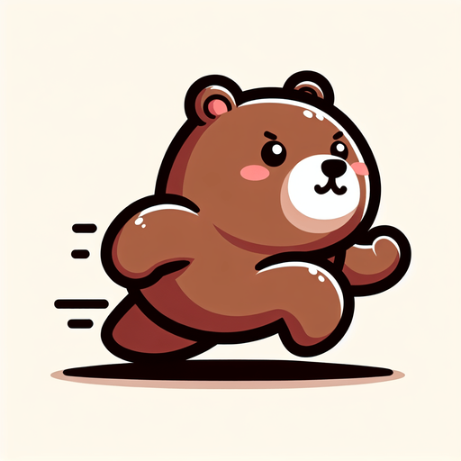 Cartoon style cute grizzly bear running.
Single Game Texture. In-Game asset. 2d. Blank background. High contrast. No shadows.