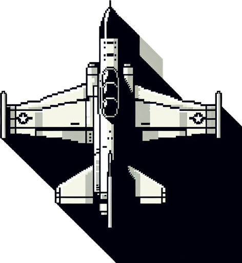 A fighter plane.
Single Game Texture. In-Game asset. 2d. Blank background. High contrast. No shadows.