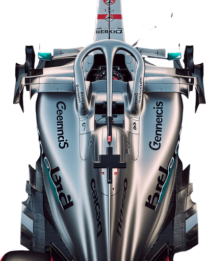F1 mclaren mercedes race car. red wings white vodafone Top view..