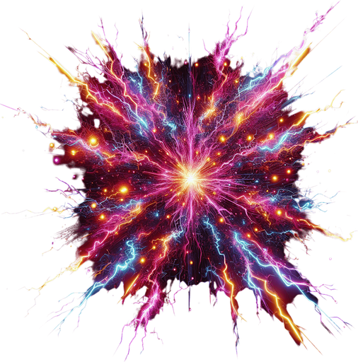 neon colored cyberpunk crazy electricity blasts.
Single Game Texture. In-Game asset. 2d. Blank background. High contrast. No shadows.