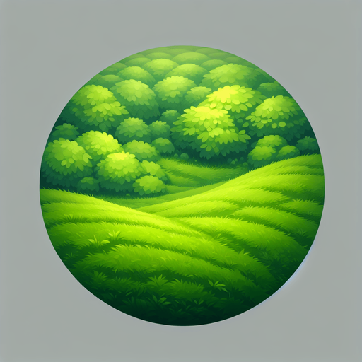 Green field.
Single Game Texture.  In-Game asset.  2d.  Blank background.  High contrast.  No shadows