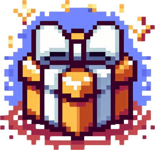 8 bit x mas pressent. in game asset. Single Game Texture. In-Game asset. 2d. Blank background. High contrast. No shadows.
