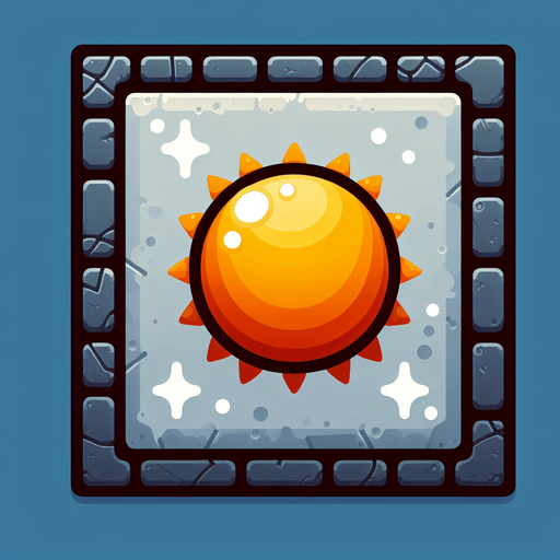 sun.
Single Game Texture. In-Game asset. 2d. Blank background. High contrast. No shadows.