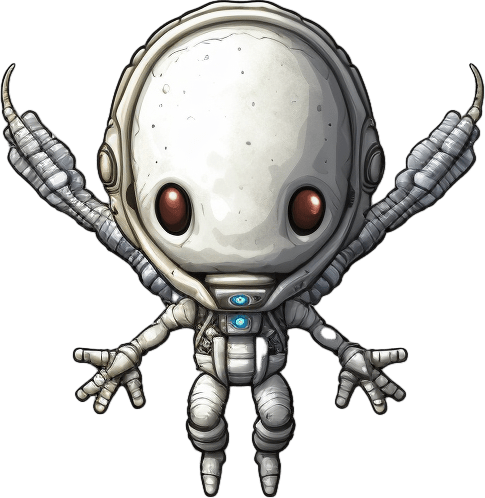 Alien enemy, adopted to space, flying down
Game Texture. In-Game asset. 2d. Pixelart. White background. Blank background. Low detail. High contrast.