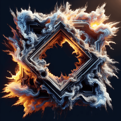An imploding geometric shape or structure crumbling inwards into a chaotic void/vortex. Could be an intense version of the Unstable Rift, looking more menacing and powerful..
Single Game Texture.  In-Game asset.  2d.  Blank background.  High contrast.  No shadows