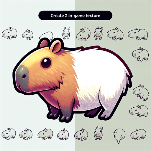 Capybara.
Single Game Texture.  In-Game asset.  2d.  Blank background.  High contrast.  No shadows
