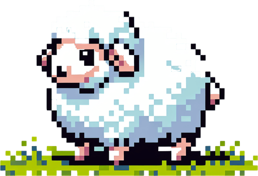 A retro pixel art Forest theme, 16 bit, hobbit themed games of a white fluffy sheep. No ground or other objects. Seen from the side Single Game Texture. In-Game asset. 2d. Blank background. High contrast. No shadows..
Single Game Texture. In-Game asset. 2d. Blank background. High contrast. No shadows.