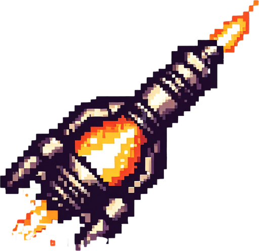 8-bit. 2d. fire from a thruster. vertical position. no background. in game asset..
Single Game Texture. In-Game asset. 2d. Blank background. High contrast. No shadows.