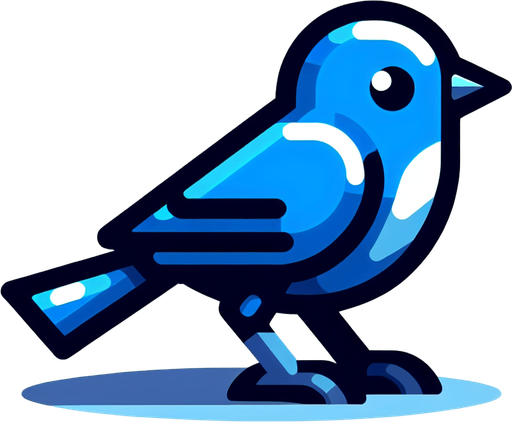 Blue bird without background.
Single Game Texture. In-Game asset. 2d. Blank background. High contrast. No shadows.