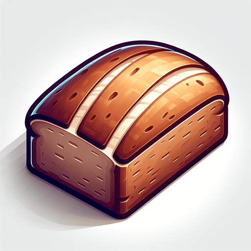 Piece of bread.
Single Game Texture. In-Game asset. 2d. Blank background. High contrast. No shadows.