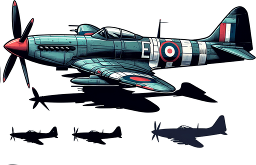 a fighter plane.
Single Game Texture. In-Game asset. 2d. Blank background. High contrast. No shadows.