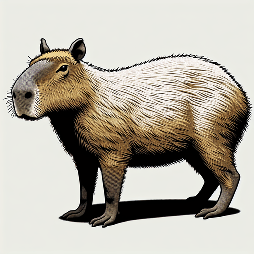 Capybara.
Single Game Texture.  In-Game asset.  2d.  Blank background.  High contrast.  No shadows