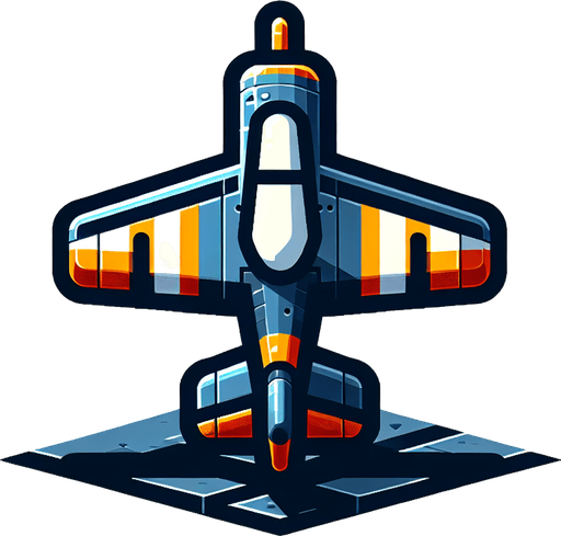 A fighter plane.
Single Game Texture. In-Game asset. 2d. Blank background. High contrast. No shadows.