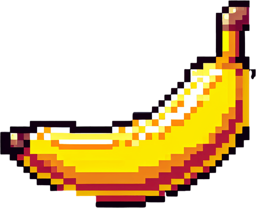 banana.
game asset. 2d. 8bit. no background. transparent background.