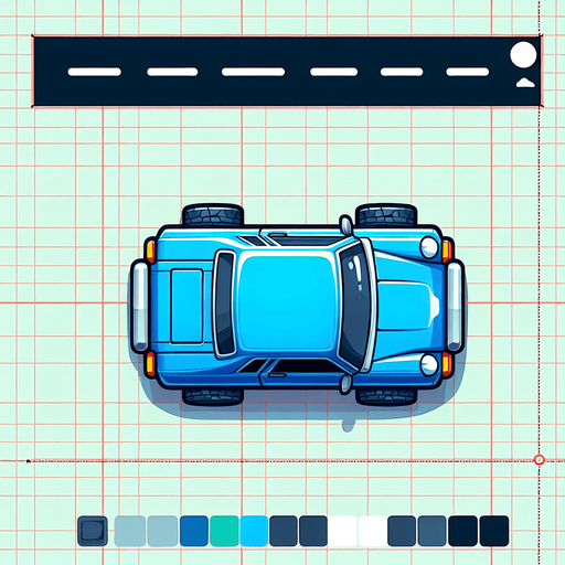 car top view design like in children's cartoons image color blue.
Single Game Texture. In-Game asset. 2d. Blank background. High contrast. No shadows.