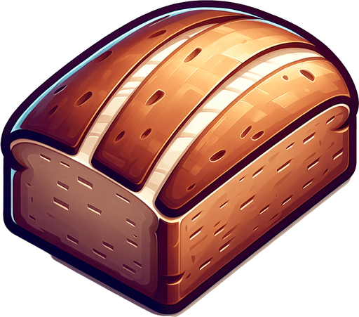 Piece of bread.
Single Game Texture. In-Game asset. 2d. Blank background. High contrast. No shadows.