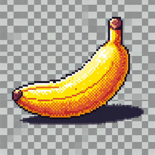 banana.
game asset. 2d. 8bit. no background. transparent background.