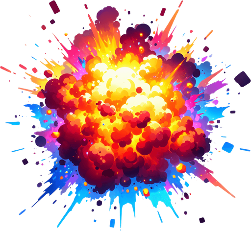explosion.
Single Game Texture. In-Game asset. 2d. Blank background. High contrast. No shadows.