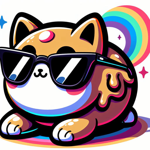The character is a delightful Nyan Cat,with a cartoon-style essence while adopting the iconic features of this internet sensation. Its face remains round and expressive, hidden behind oversized, round, dark opaque sunglasses, giving it a mysterious yet endearing look. The transformation is most notable in its body, which now takes on the appearance of a colorful pop-tart, blending whimsy with sweetness. This unique body, smaller in proportion to its playful head, maintains the character's cute, chubby charm. Adding to its magical allure, a vibrant rainbow trail extends from behind, symbolizing its journey through the digital cosmos. The Nyan Cat's paws are positioned comfortably in front, suggesting a relaxed flight posture as it glides across the screen. This new rendition, combining the original cat's casual charm with the fantastical elements of Nyan Cat, creates a perfect mascot for both whimsical children's content and digital platforms looking to capture the heartwarming joy of internet culture..
Single Game Texture. In-Game asset. 2d. Blank background. High contrast. No shadows.