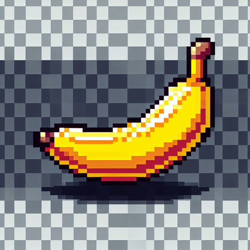 banana.
game asset. 2d. 8bit. no background. transparent background.