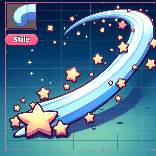 stars flying on an ellipse, cartoon style, side view , no people.
Single Game Texture. In-Game asset. 2d. Blank background. High contrast. No shadows.