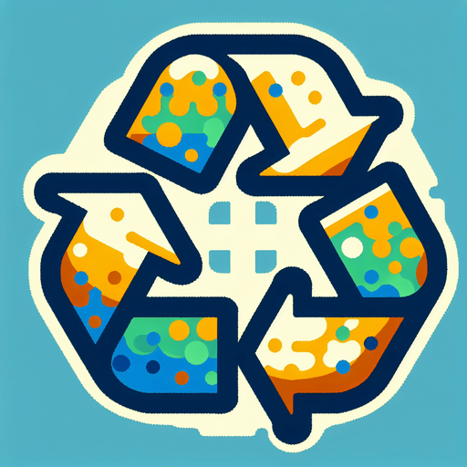 Could also be a stylized recycling symbol combined with an upward arrow or a plus sign..
Single Game Texture.  In-Game asset.  2d.  Blank background.  High contrast.  No shadows