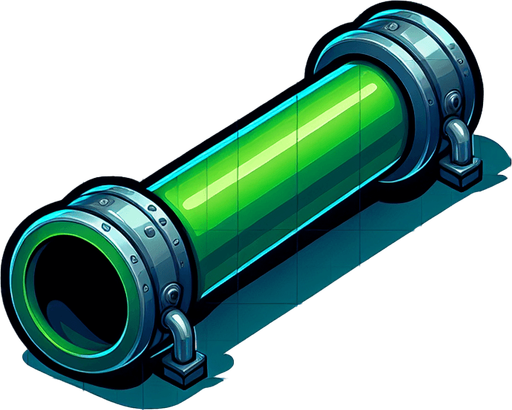 green long pipe.
Single Game Texture. In-Game asset. 2d. Blank background. High contrast. No shadows.