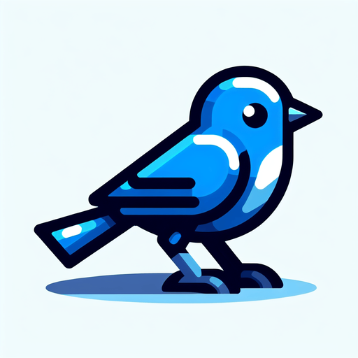 Blue bird without background.
Single Game Texture. In-Game asset. 2d. Blank background. High contrast. No shadows.