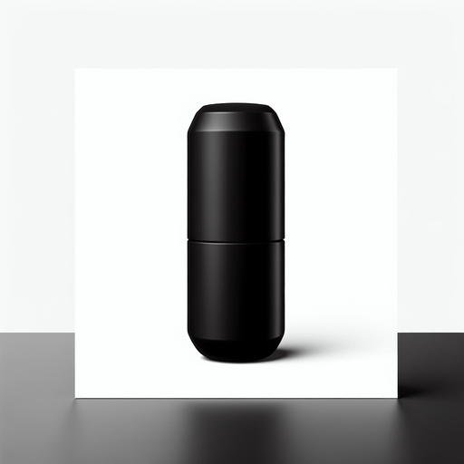 black capsule. Game asset. 3d clipart. Blank background. High contrast. No shadows..