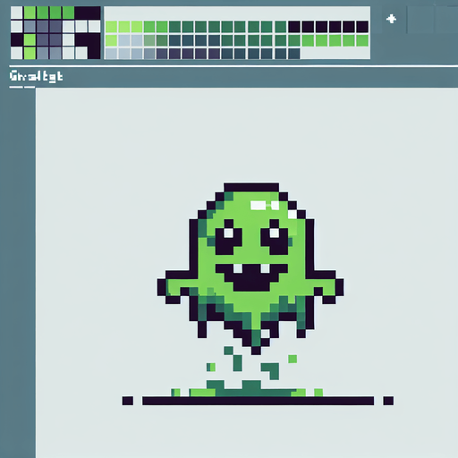 pixel art of a floating grinch monster . Single Game Texture. In-Game asset. 2d. Blank background. High contrast. No shadows.