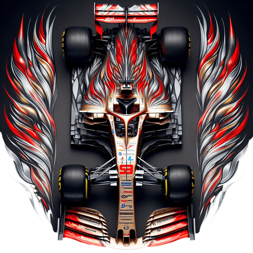 F1 mclaren mercedes race car. red wings white vodafone Top view..