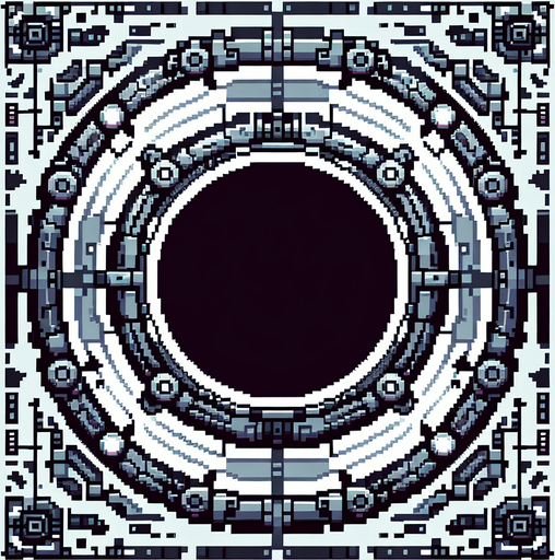pixel art of a circular border in a scifi style.
Single Game Texture. In-Game asset. 2d. Blank background. High contrast. No shadows.